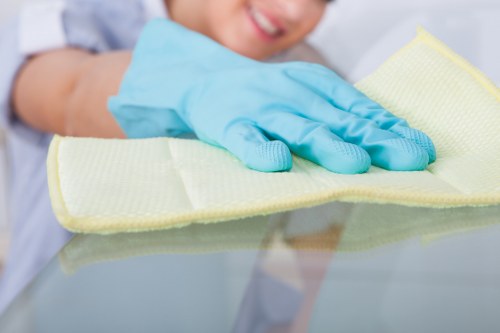 Professional carpet cleaner reviewing site conditions before starting work